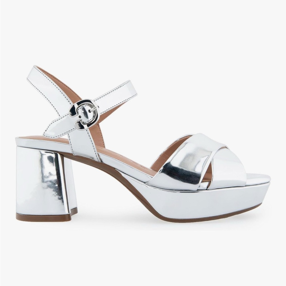AEROSOLES Women's Cosmos Heeled Sandal Mirrored Silver Size 10 - Picture 6 of 10